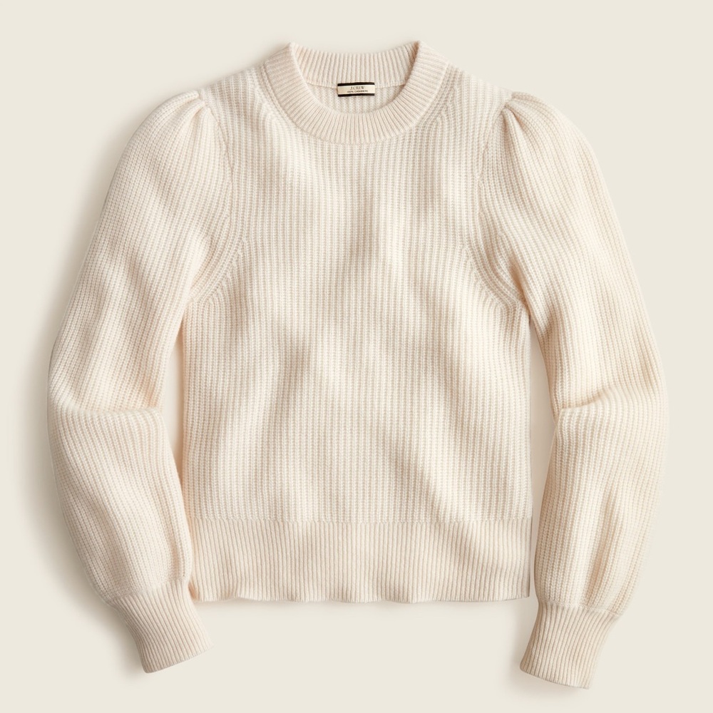 J.Crew Women Ivory Small Fuzzy Puff Sleeve Sweater Alpaca Blend Romantic Preppy